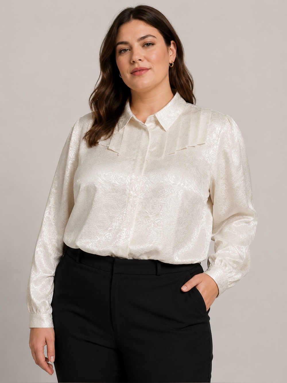 Vintage Western Pleated Yoke Satin Blouse Boxy Piratecore Puff Sleeve Feminine